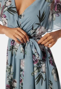Goddiva Flutter Floral Midi Dress