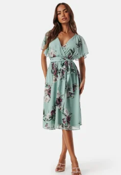 Goddiva Flutter Floral Midi Dress