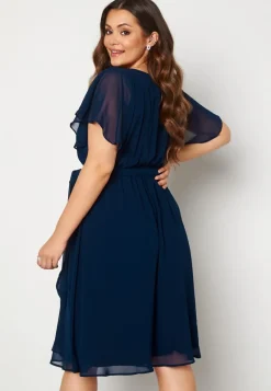 Goddiva Curve Flutter Sleeve Chiffon Midi Dress