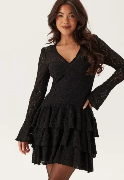 Bubbleroom Occasion Frill Lace Long Sleeve Short Dress