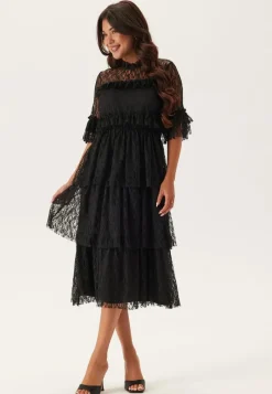 BUBBLEROOM Frill Lace Midi Dress