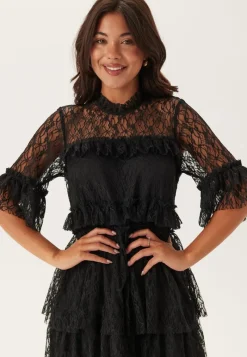 BUBBLEROOM Frill Lace Midi Dress