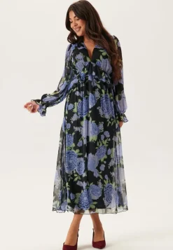 Bubbleroom Occasion Frill L/S Chiffon Midi Dress