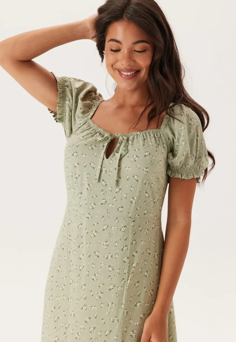 BUBBLEROOM Front Tie Long Viscose Dress