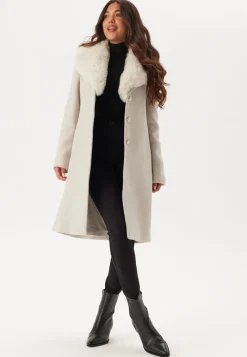 Chiara Forthi Fur Collar Wool Blend Coat