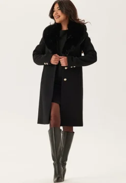 Chiara Forthi Fur Collar Wool Blend Coat