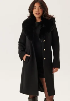 Chiara Forthi Fur Collar Wool Blend Coat