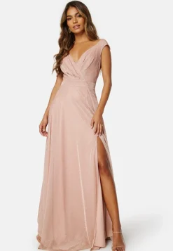 Goddiva Glitter Wrap Maxi Dress