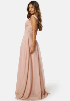 Goddiva Glitter Wrap Maxi Dress