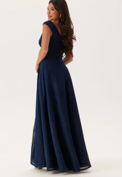 Goddiva Glitter Wrap Maxi Dress