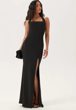 John Zack Halter Neck Maxi Dress With Split