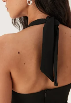 John Zack Halter Neck Maxi Dress With Split