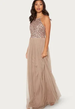 AngelEye High Neck Sequin Maxi Dress