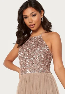 AngelEye High Neck Sequin Maxi Dress