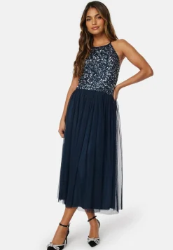 AngelEye High Neck Sequin Midi Dress