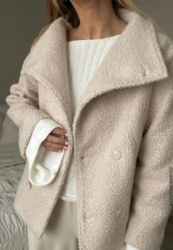 BUBBLEROOM High Neck Short Bouclé Coat