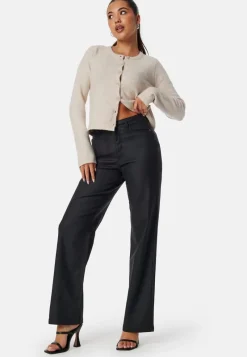 BUBBLEROOM High Waist Straight Leg Coated Jeans