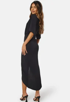 John Zack Kimono Sleeve Rouch Dress