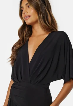 John Zack Kimono Sleeve Rouch Dress