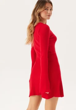 BUBBLEROOM Knitted Square Neck Skater Dress