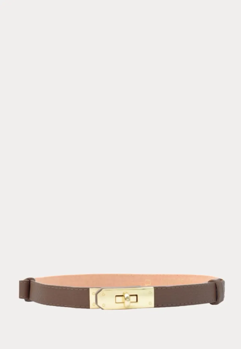 Latalia Leather Belt With Turn Lock