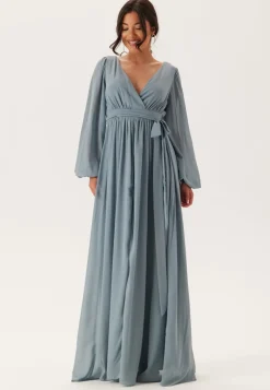 Goddiva Long Sleeve Chiffon Dress