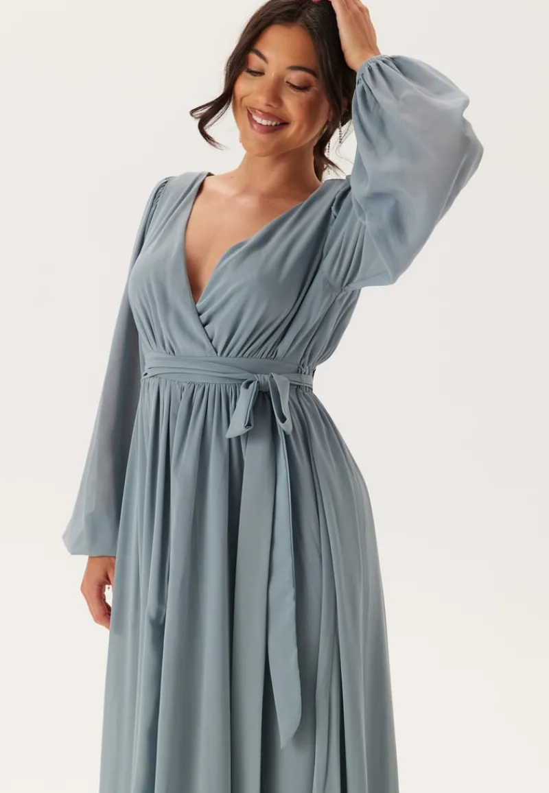 Goddiva Long Sleeve Chiffon Dress