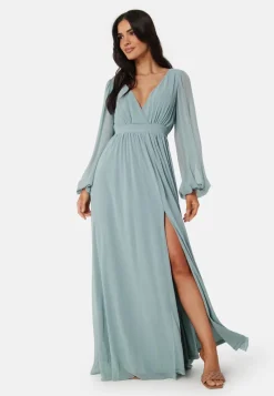 Goddiva Long Sleeve Chiffon Dress