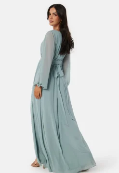 Goddiva Long Sleeve Chiffon Dress