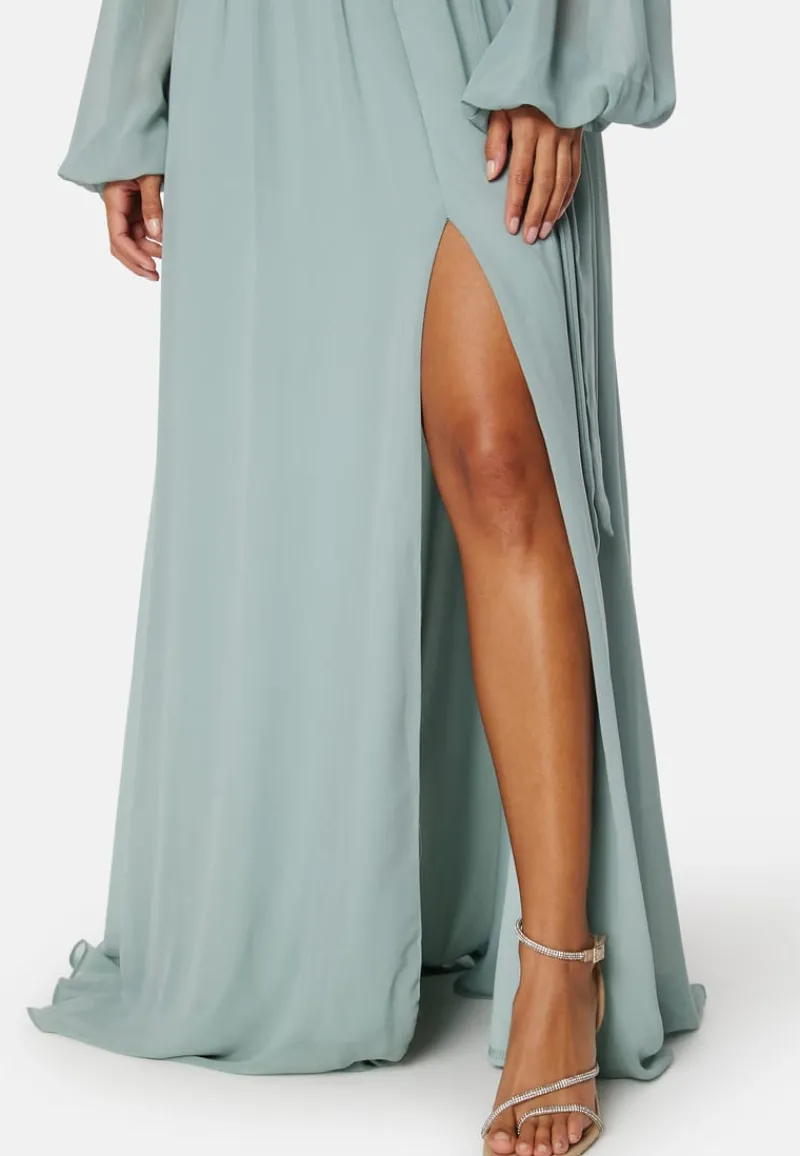 Goddiva Long Sleeve Chiffon Dress