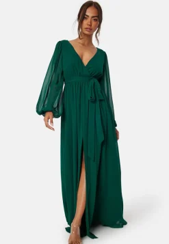 Goddiva Long Sleeve Chiffon Dress