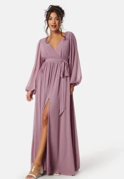 Goddiva Long Sleeve Chiffon Dress