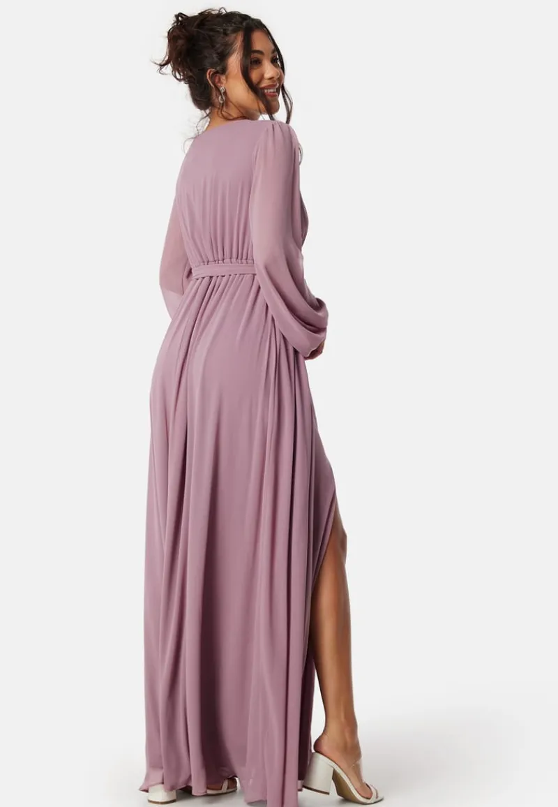 Goddiva Long Sleeve Chiffon Dress