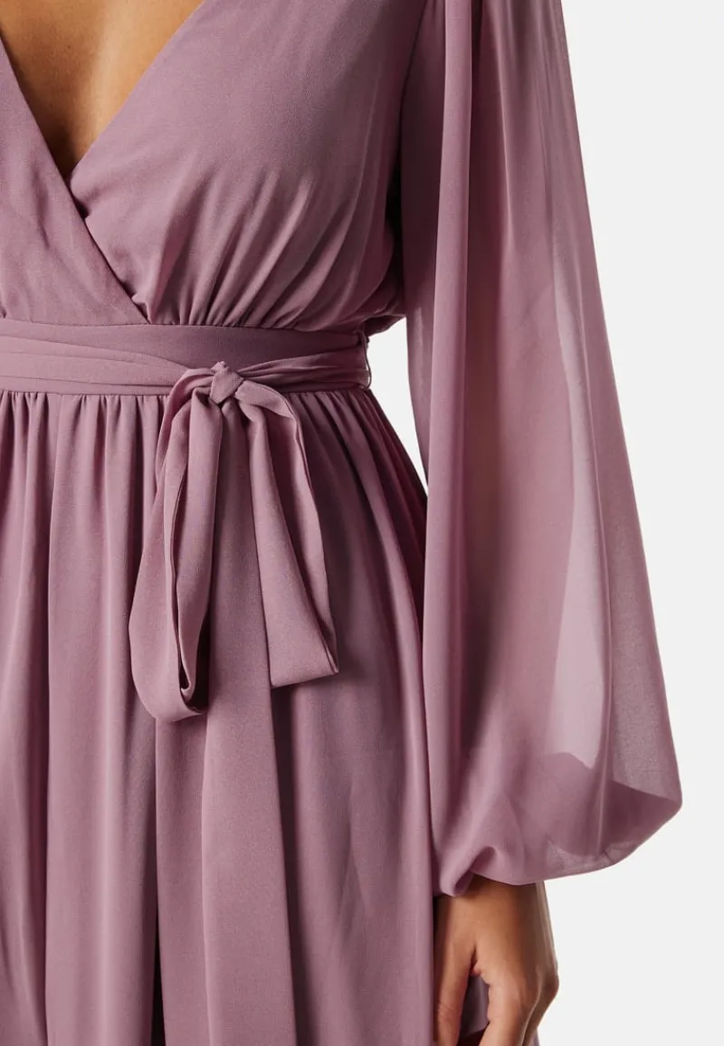 Goddiva Long Sleeve Chiffon Dress