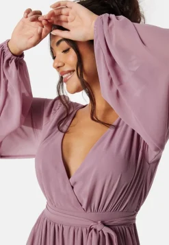 Goddiva Long Sleeve Chiffon Dress