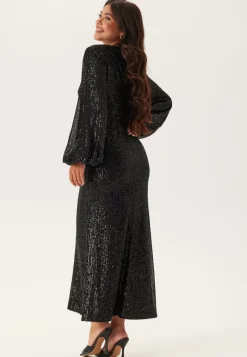 Bubbleroom Occasion Long Sleeve Sequin Ankle Dress