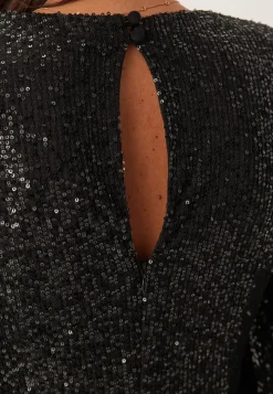 Bubbleroom Occasion Long Sleeve Sequin Ankle Dress