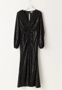 Bubbleroom Occasion Long Sleeve Sequin Ankle Dress