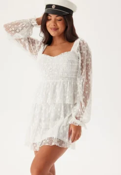 Bubbleroom Occasion L/S Lace Frill Mini Dress