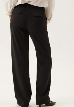 BUBBLEROOM Mid Waist Straight Back Pocket Trousers