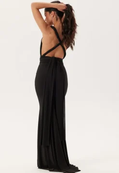 Goddiva Multi Tie Fishtail Maxi Dress