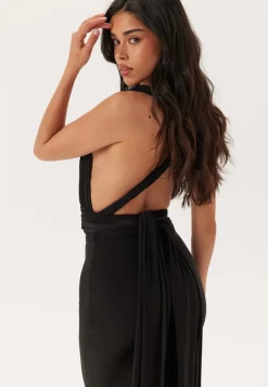 Goddiva Multi Tie Fishtail Maxi Dress