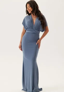 Goddiva Multi Tie Fishtail Maxi Dress