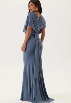 Goddiva Multi Tie Fishtail Maxi Dress