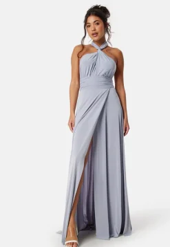 Goddiva Multi Tie Maxi Dress Split