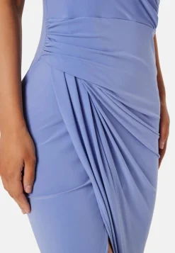 John Zack One Shoulder Rouch Dress