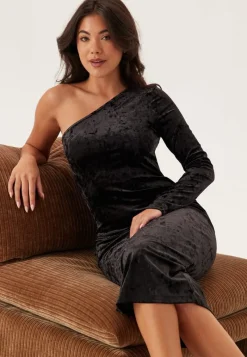 BUBBLEROOM One Shoulder Velvet Dress