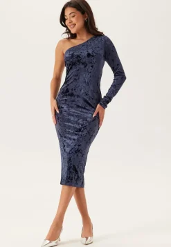 BUBBLEROOM One Shoulder Velvet Dress