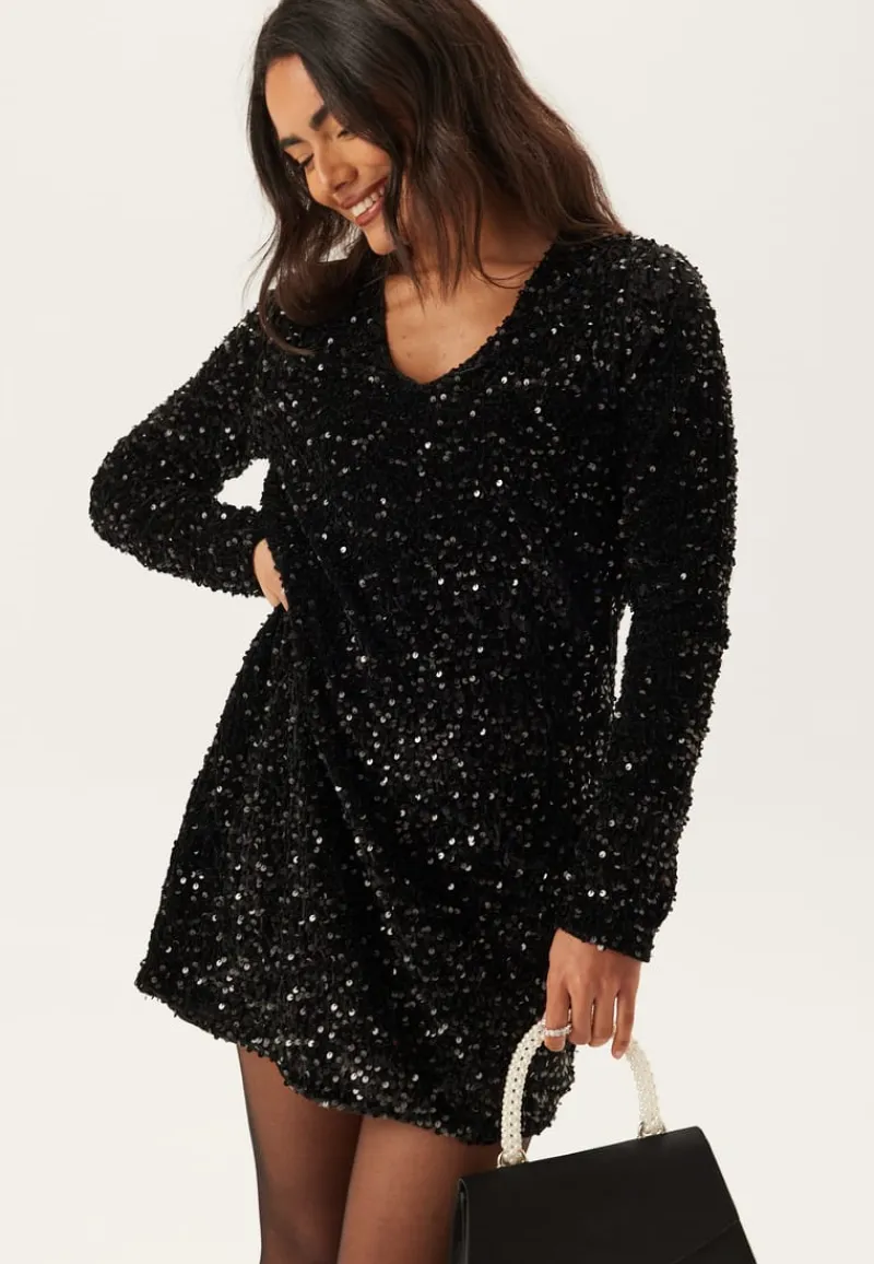 ONLY Onlanika Ls Sequins V-neck Dress