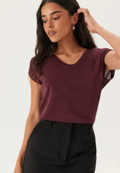 ONLY Onlsilvery S/S V Neck Lurex Top